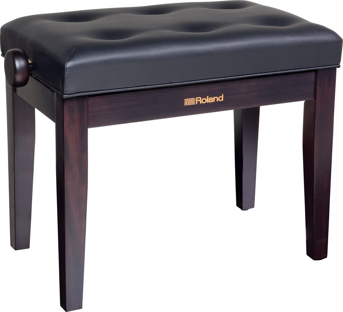 Roland rpb-300rw adjustable piano bench with cushioned seat in rosewood finish.