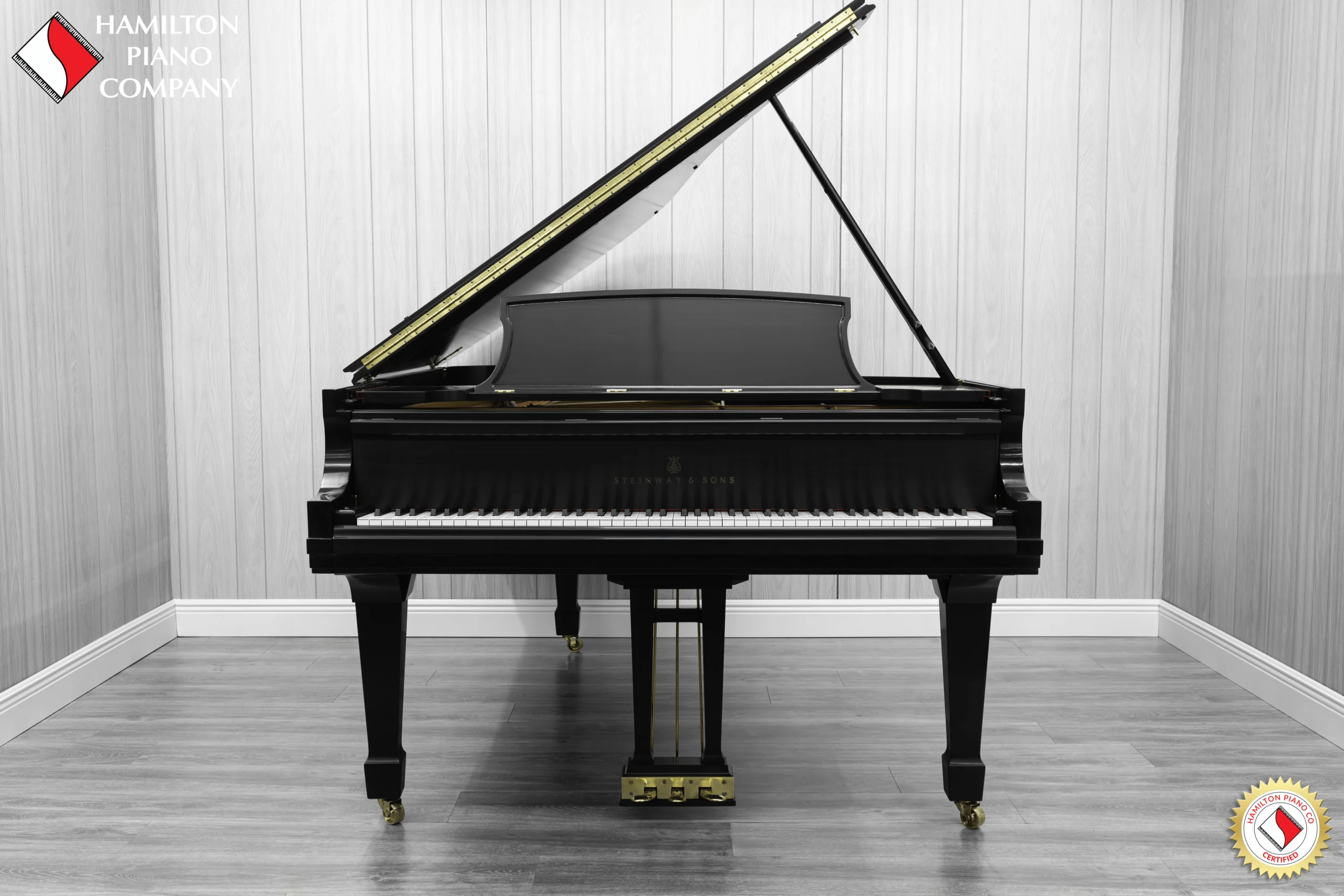 1984 Steinway B Grand Piano in satin ebony finish.