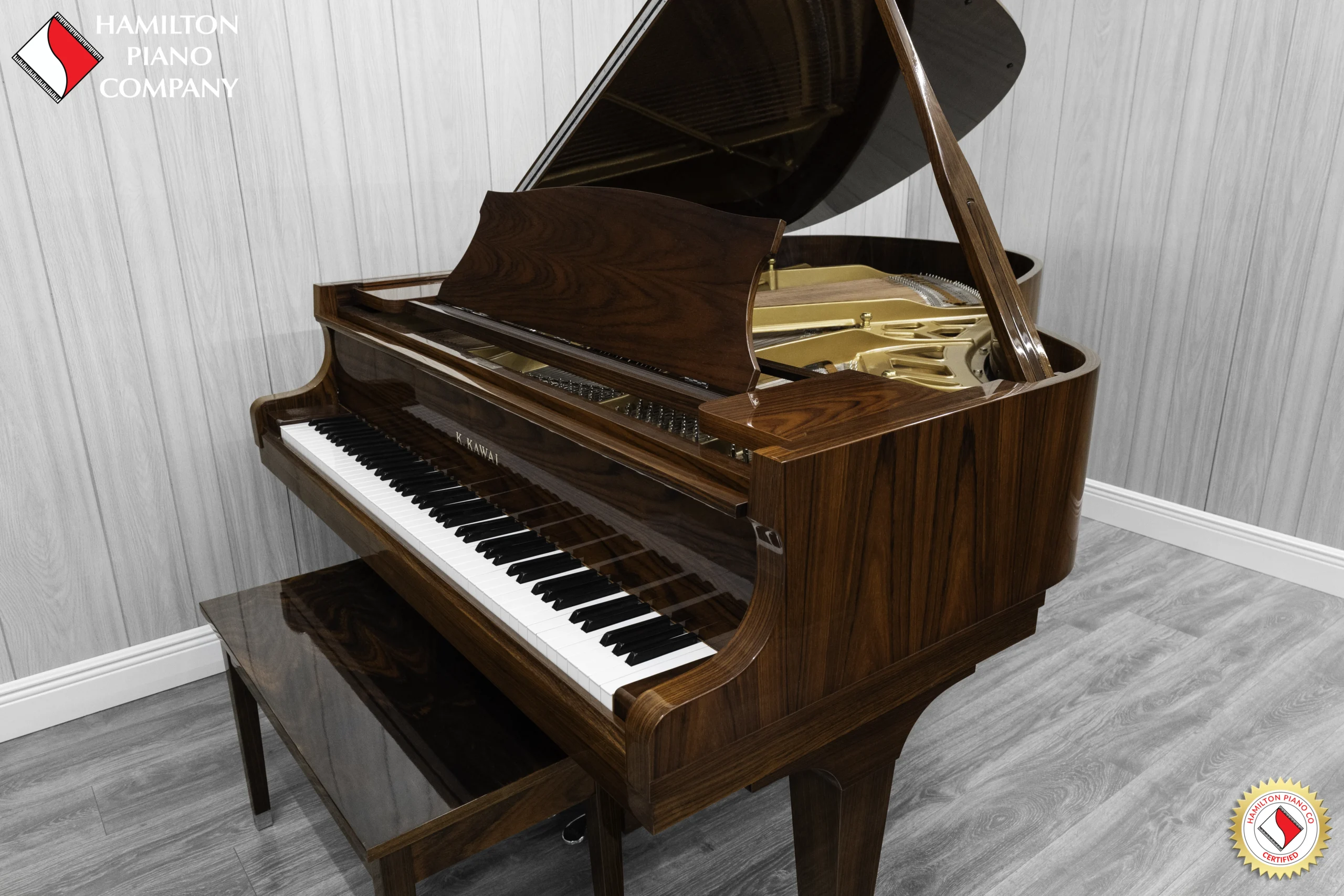 Kawai KG-2D baby grand piano finished in high-polish rosewood