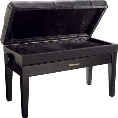 Roland RPB-D500PE adjustable duet piano bench with storage compartment. high polish ebony finish.