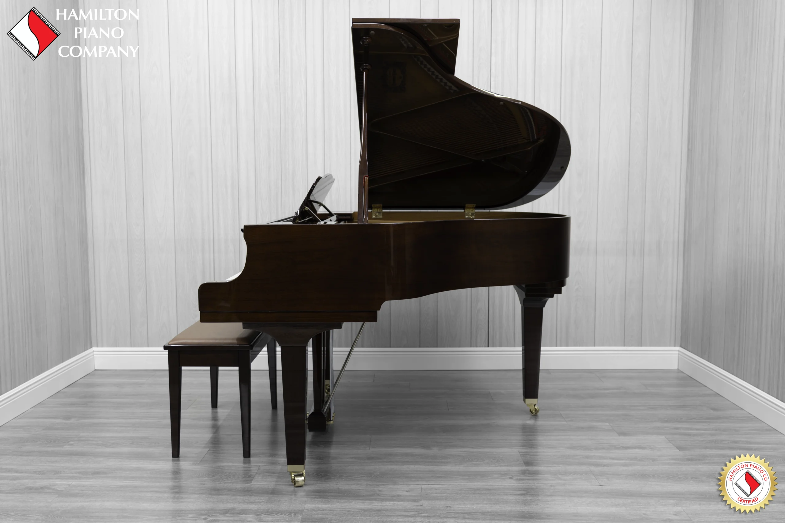 Yamaha GB1K baby grand piano in high-polish mahogany finish.